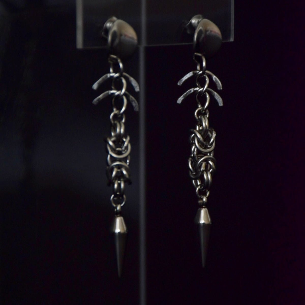 Chainmail Spinal Stainless Steel Earrings