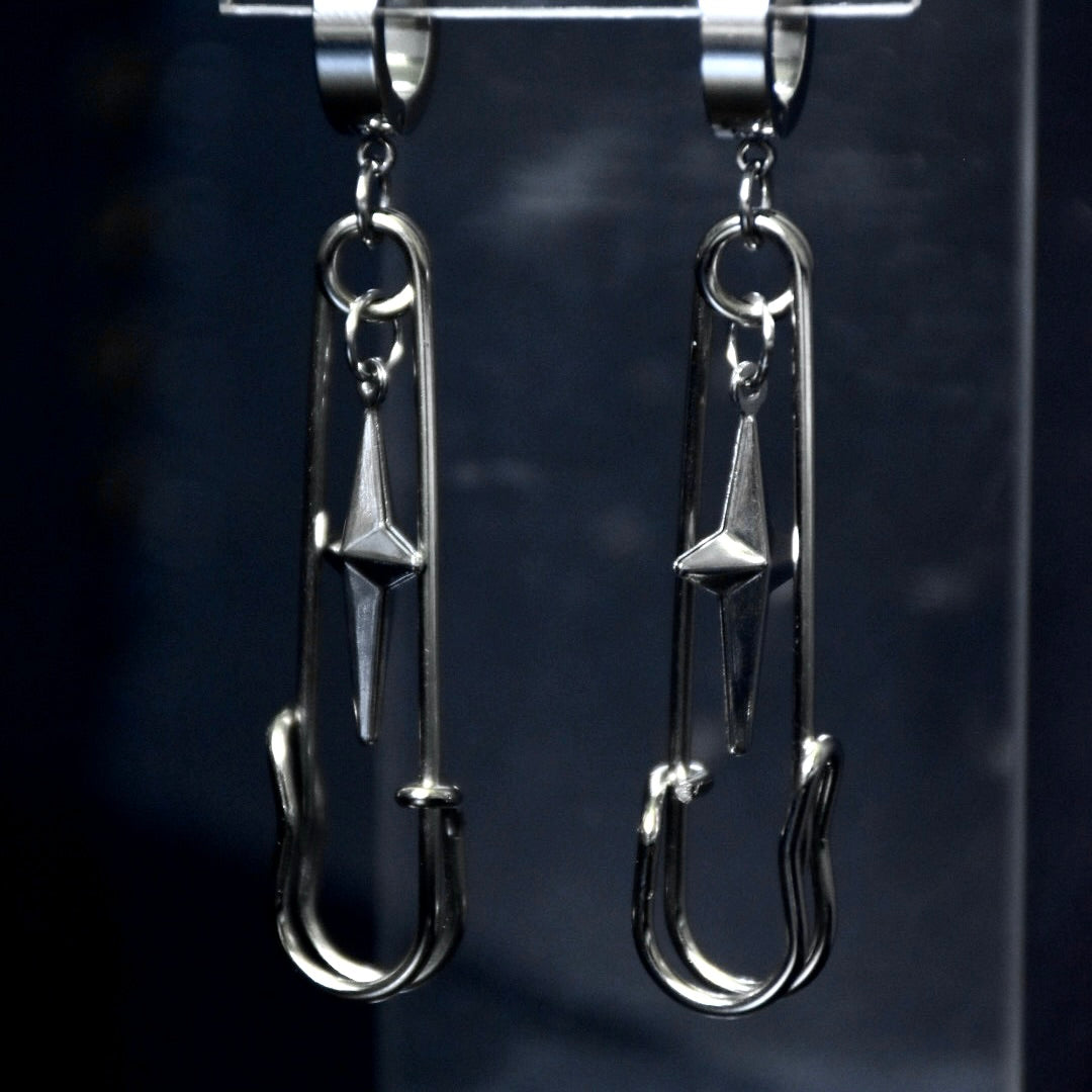 Chunky Safety Pin Stainless Steel Earrings