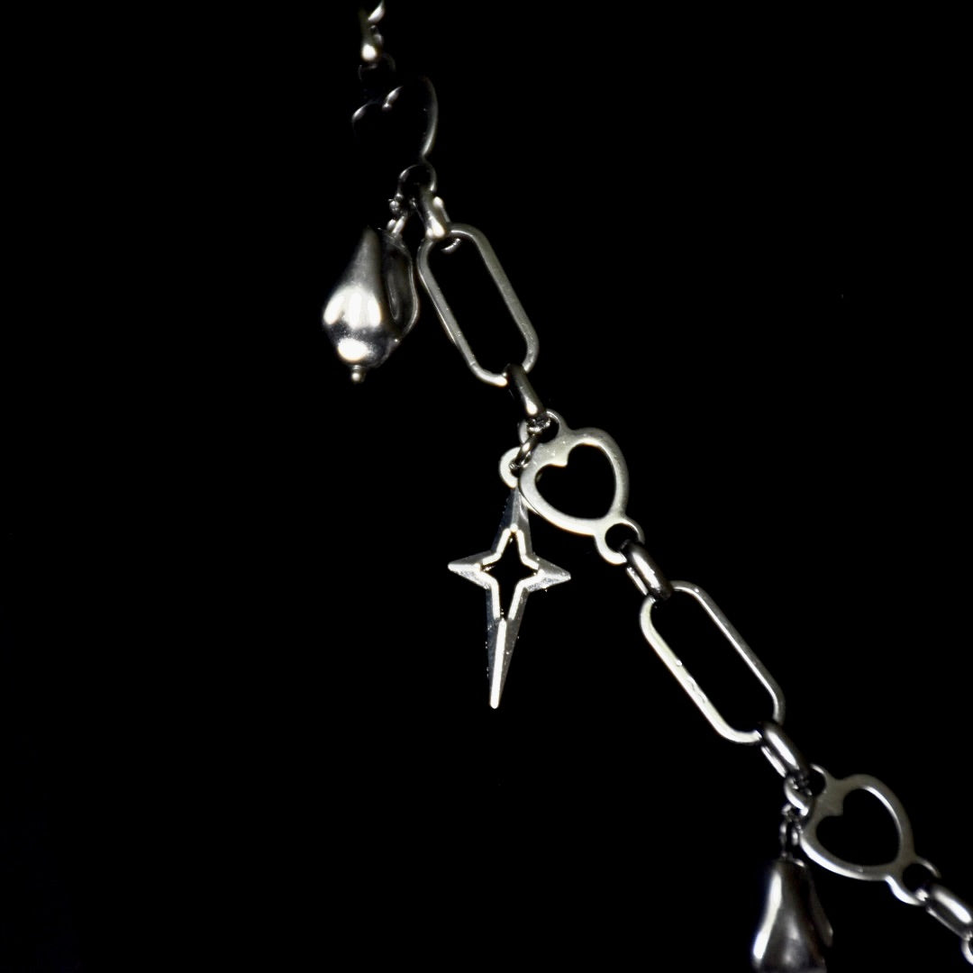 Selenite Heart Stainless Steel Choker
