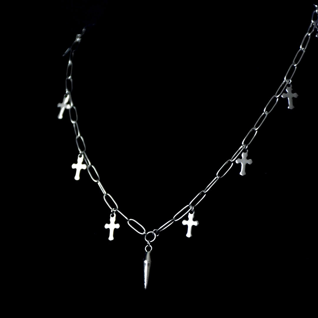 Cross + Spears Stainless Steel Clip Chain Necklace