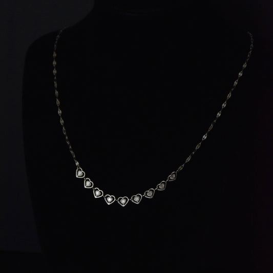 Hearts & Mirror Chain Stainless Steel Necklace