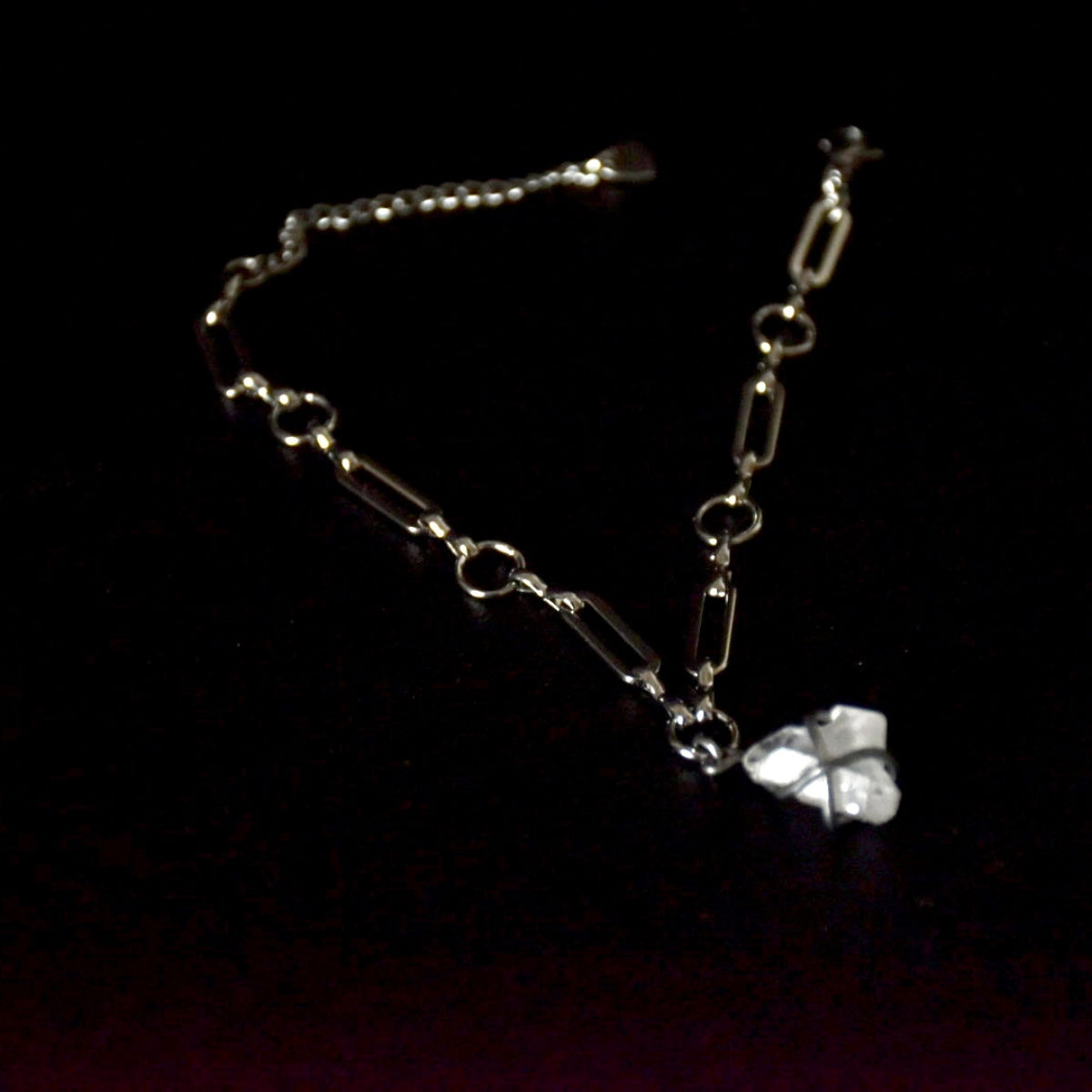 Rose Quartz Paperclip Stainless Steel Bracelet