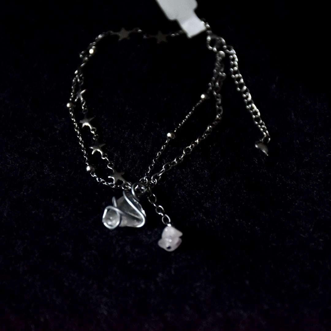 Rose Quartz Stars Stainless Steel Bracelet